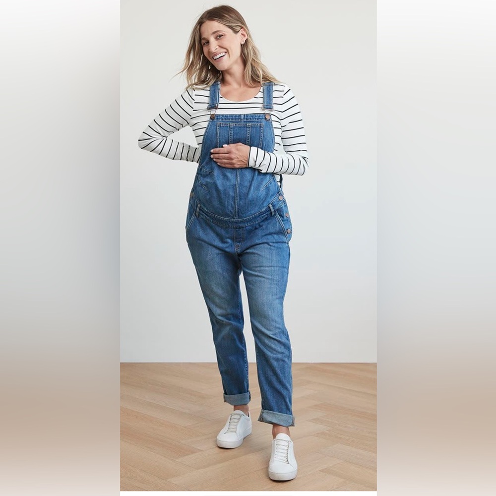 Medium Wash Denim Overalls - Thyme Maternity